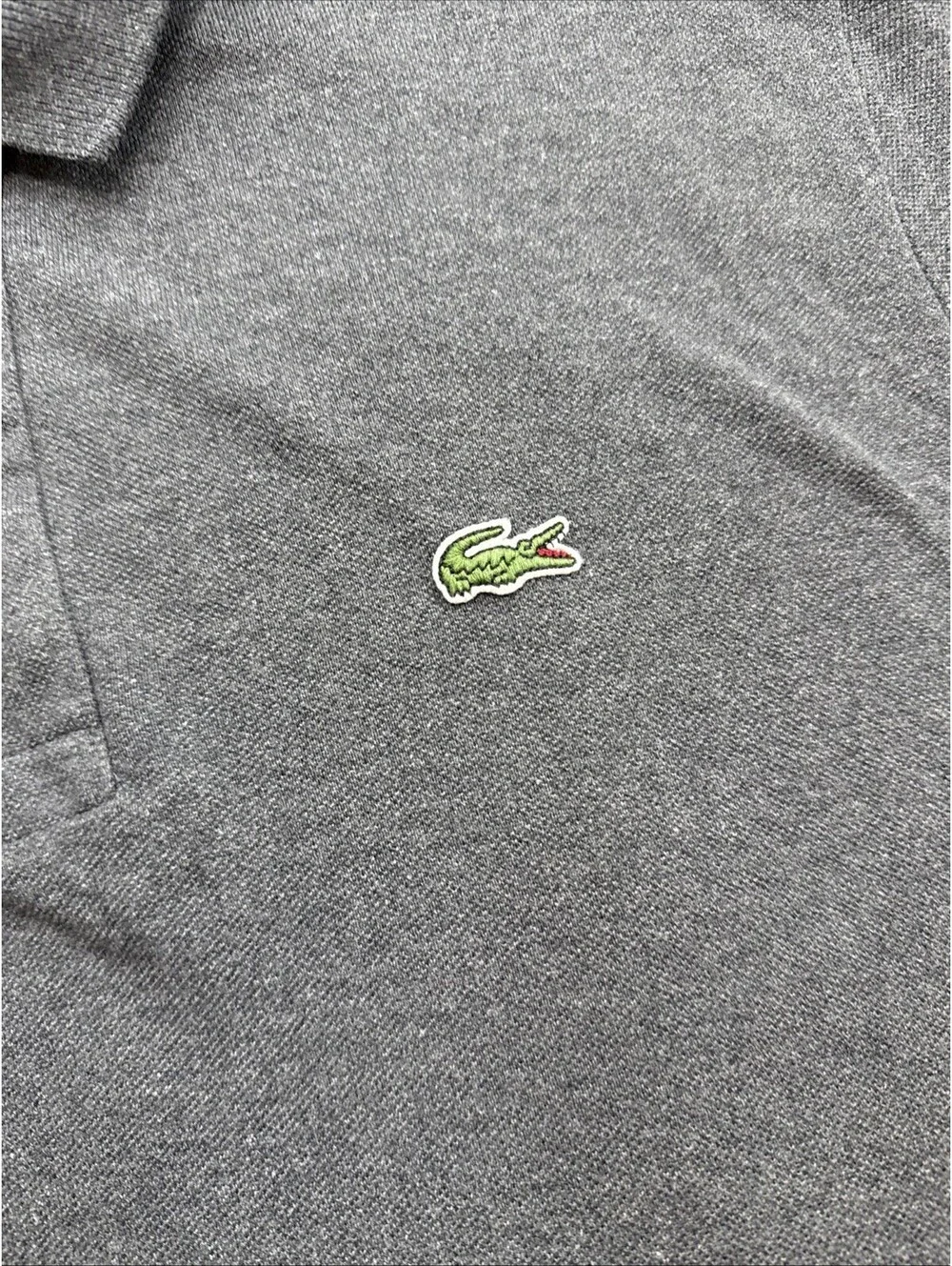 Lacoste Polo Shirt Mens XL Gray Slim Fit Crocodile Logo Cotton Knit